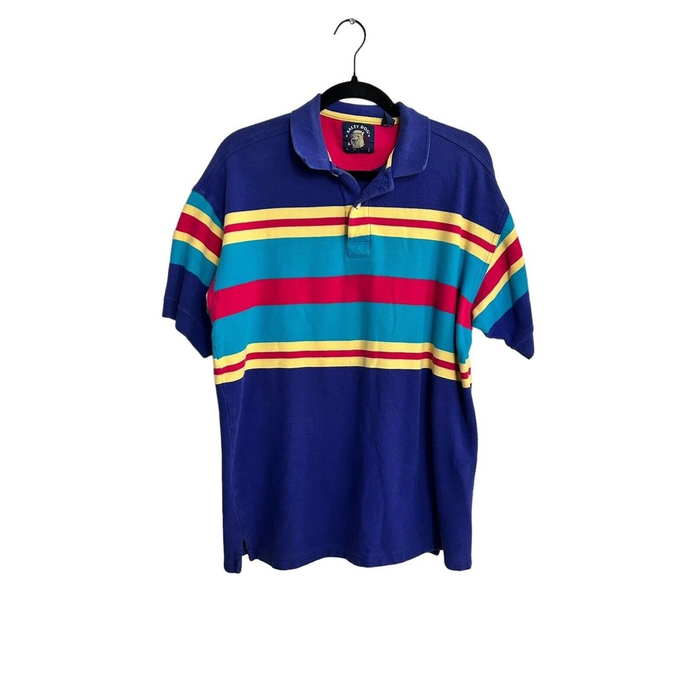 Vintage ‘90s GANT Salty Dog Polo Shirt XL Oversized‎ Colorblock Hipster Preppy